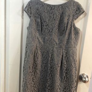 J crew grey lace floral cocktail dress